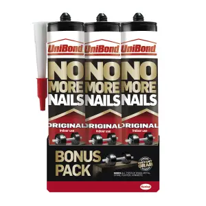 UniBond No More Nails Original White Grab adhesive 3 x 365g 1.1kg, Pack of 3