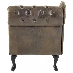 Right Hand Chaise Lounge Faux Suede Brown NIMES