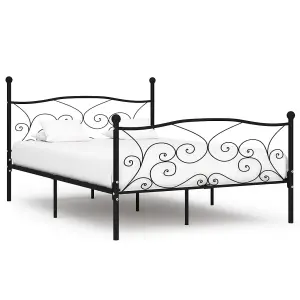 Berkfield Bed Frame with Slatted Base Black Metal 160x200 cm