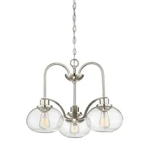 1 Bulb Chandelier Hanging Pendant Ceiling Light Brushed Nickel LED E27 60W Bulb