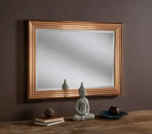 Yearn Copper Reeded Framed Wall Mirror  79x64cm