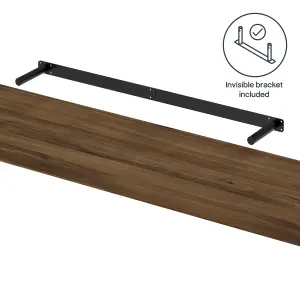 GoodHome Cusko Walnut effect Rectangular Floating shelf (L)118cm x (D)23.5cm