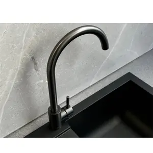 Reginox Taravo GM Single Lever Swan Neck Gun Metal Grey Kitchen Mixer Tap