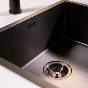 Mockeln - 1.0 Bowl Stainless Steel Kitchen Sink - Inset or Undermounted - Gun Metal Finish - 440mm x 440mm x 200mm