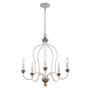 Elstead Hartsville 5 Light Chandelier Beachwood Finish, E14