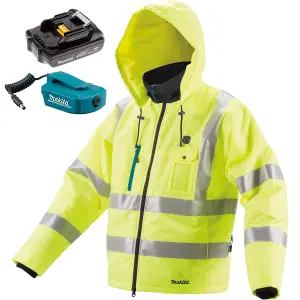 Makita DCJ206Z Hi Viz LXT 14.4v 18v Heated Jacket Extra Large XL + Battery