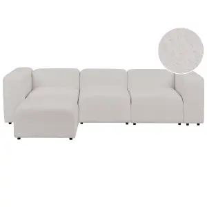 3 Seater Modular Boucle Sofa with Ottoman Light Grey FALSTERBO