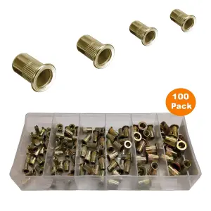 100 x Assorted Serrated Threaded Nutserts, M3, M4, M5 & M6 Nut Rivet Inserts