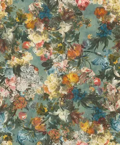 Rasch Passepartout Floral Teal Wallpaper 605655