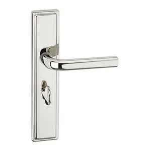 URBNLIVING 221mm Length 8 Pcs Westminster Metal & Polished Nickel Lever Latch Door Bathroom Handle Set