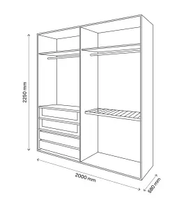 GoodHome Atomia Freestanding White Particle board Wardrobe, clothing & shoes organiser (H)2250mm (W)2000mm (D)655mm