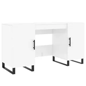 Berkfield Desk High Gloss White 140x50x75 cm Engineered Wood