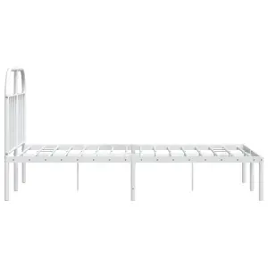 Berkfield Metal Bed Frame with Headboard White 120x200 cm