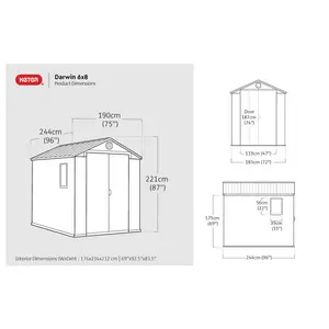 Keter Darwin 6 ft. W x 8 ft. D Apex Outdoor Garden Shed