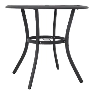 80cm Dia Garden Round Table Metal Slatted Coffee Table in Black