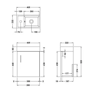 Dezine Zenara 400mm Gloss White Wall Hung Vanity Unit