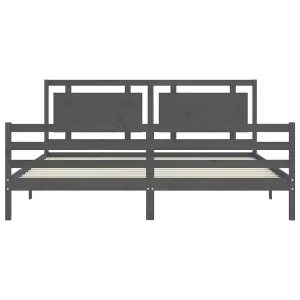 Berkfield Bed Frame with Headboard Grey 200x200 cm Solid Wood