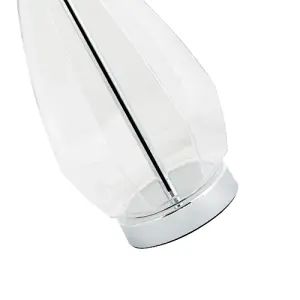 Transparent Glass and Polished Chrome Table Lamp Base with Inline Cable Switch