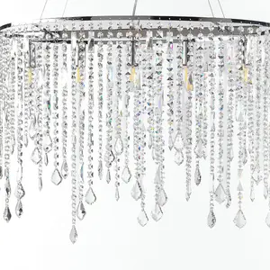 Luminosa Laila Crystal Pendant Ceiling Light, Chrome