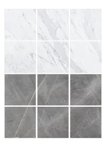 FloorPops Chris Loves Julia Bonneville Grey & White Marble Peel & Stick Floor Tiles, FP4421