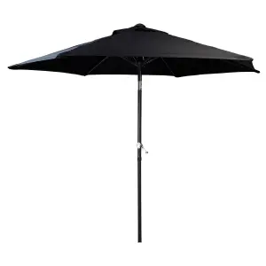 2m Aluminium Garden Patio Sun Shade Parasol with Tilt and Crank in Black