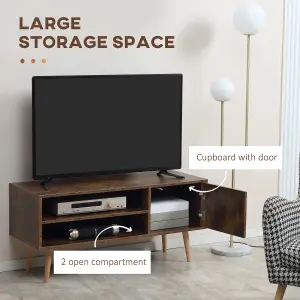 HOMCOM TV Unit Cabinet for TVs up to 55Inches with Cupboard Shelves, Brown