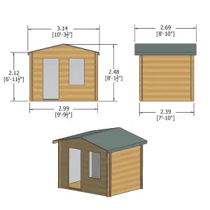 Shire Bucknells 10x8 ft Toughened glass & 1 window Apex Wooden Cabin