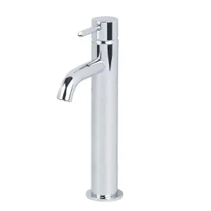 Nes Home Chrome Round Single Lever High Rise Basin Mono Mixer Tap with Waste