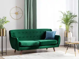 3 Seater Velvet Sofa Emerald Green BODO