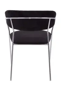 Black Channel Chrome Finish Dining Chair,Decorative Armchair,Chair For Outdoor Patio,Stylish Lounge Chair