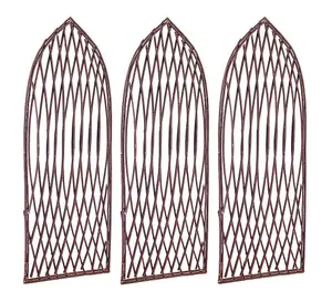 Set of 3 Willow Lattice Trellis With Gothic Top (120cm x 45cm)