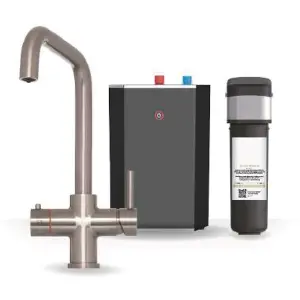 Premium Brushed Nickel 3 In 1 Square Tap With Standard Tank and Water Filter