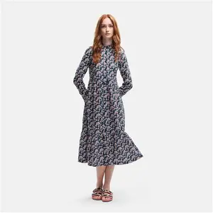 Regatta X Orla Kiely Long Sleeve High Neck Midi Dress Water Floral, Size: 18