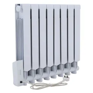 1200 W White Electric Oil Filled Radiator Space Heater with LED Screen W 690mm x H 575mm