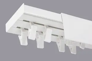 Double Curtain Ceiling Rail Track PCV 360 cm (L) CLIPS + WHITE COVER