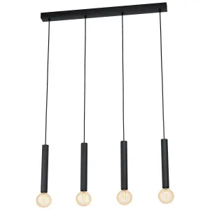 Pendant Ceiling Light 4 Black Long Bulb Holders Kitchen Bulb E27 4x60W