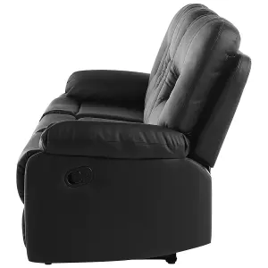 3 Seater Faux Leather Manual Recliner Sofa Black BERGEN