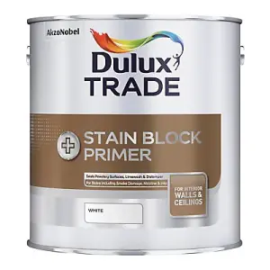 Dulux Trade Plus White Wall & ceiling Matt Stain block primer, 2.5L