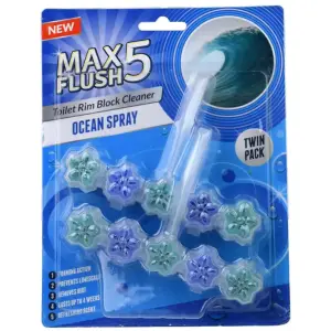 Max Flush 5 Ocean Spray Toilet Rim Block Cleaner (Twin Pack) (Pack of 6)