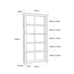 Bingham 180cm H x 90cm W Standard Bookcase Grey/Brown