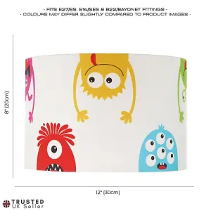 Funny Monsters Children's Lamp Shade with Orange Inner and Multi Colour Monsters