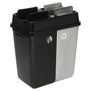 URBNLIVING 60L Duo Kitchen Bin Waste Garbage Can 2 Compartments With Bas Connectors (Black/Grey)