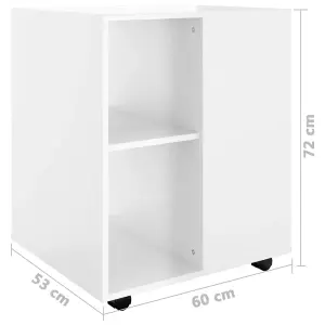 Berkfield Rolling Cabinet High Gloss White 60x53x72 cm Engineered Wood