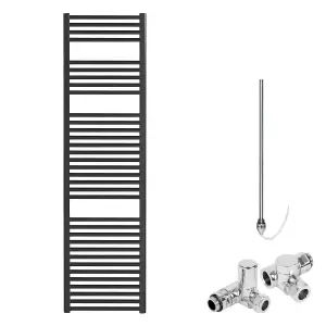 Bray Dual Fuel Heated Towel Rail, Straight, Black - W500 x H1500 mm