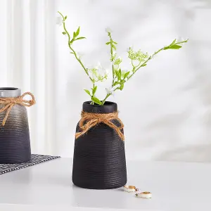 Black Simple Hemp Rope Ceramic Flower Vase