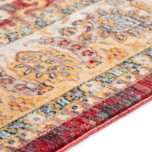 Charming Red Boho Floral Rug for Kansas Homes