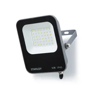 Stanley IK10 Black Mains-powered Cool daylight LED Without sensor Slimline floodlight 3300lm