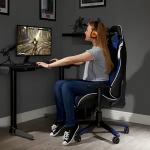 X Rocker Adjustable Ergonomic Faux Leather Swiveling PC & Racing Game Chair Blue