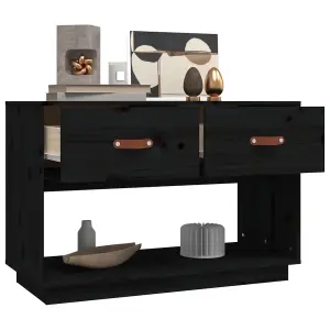 Berkfield TV Cabinet Black 90x40x60 cm Solid Wood Pine