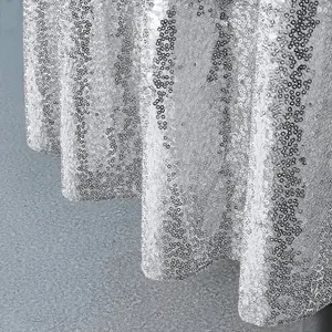 Neel Blue 70" x 70" Square Sequin Tablecloth, Silver